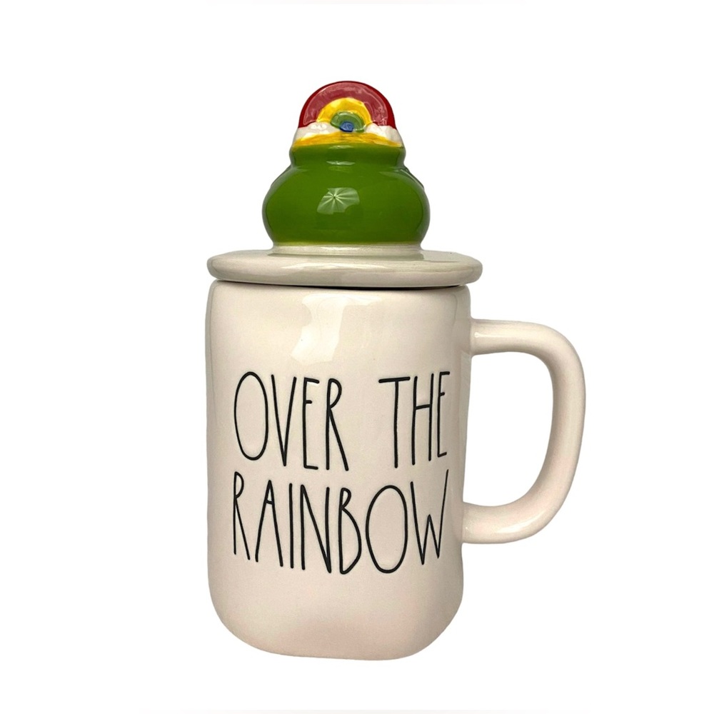 Rae Dunn Artisan Collection Over the Rainbow Pot of Gold Topper Ceramic Mug